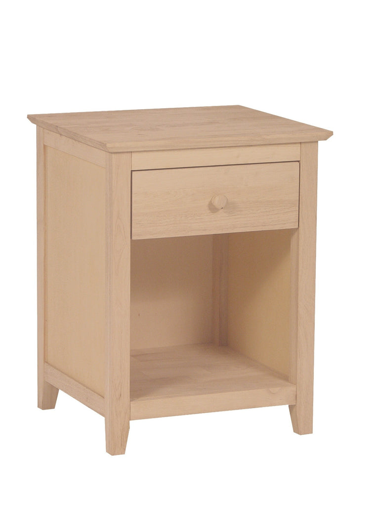 [20 Inch] Lancaster 1 Drawer Nightstand Burrs Unfinished Furniture